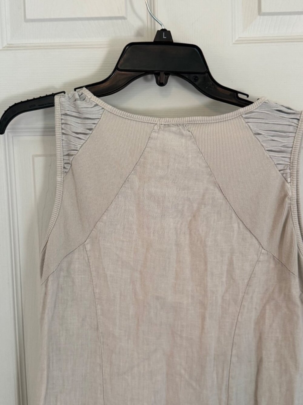 Beige Linen Sleeveless Dress Ruffle Hem Made In Italy Boho Bohemian Lagenlook M - Picture 4 of 16